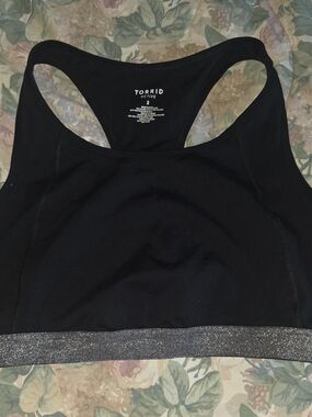 torrid Black Racerback Sports Bra with Sparkle Hem